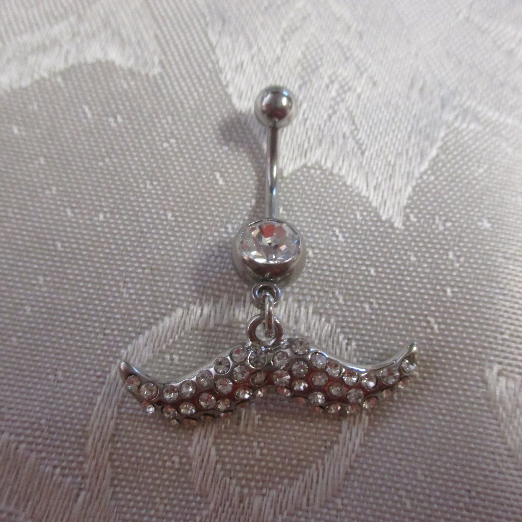 Dangle Crystal Mustache Belly Ring